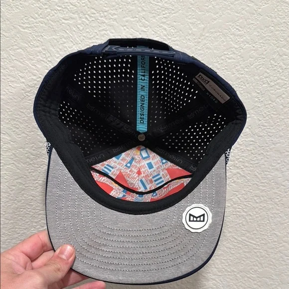 Navy Blue Snapback Hat with Gray Brim - Picture 2 of 5